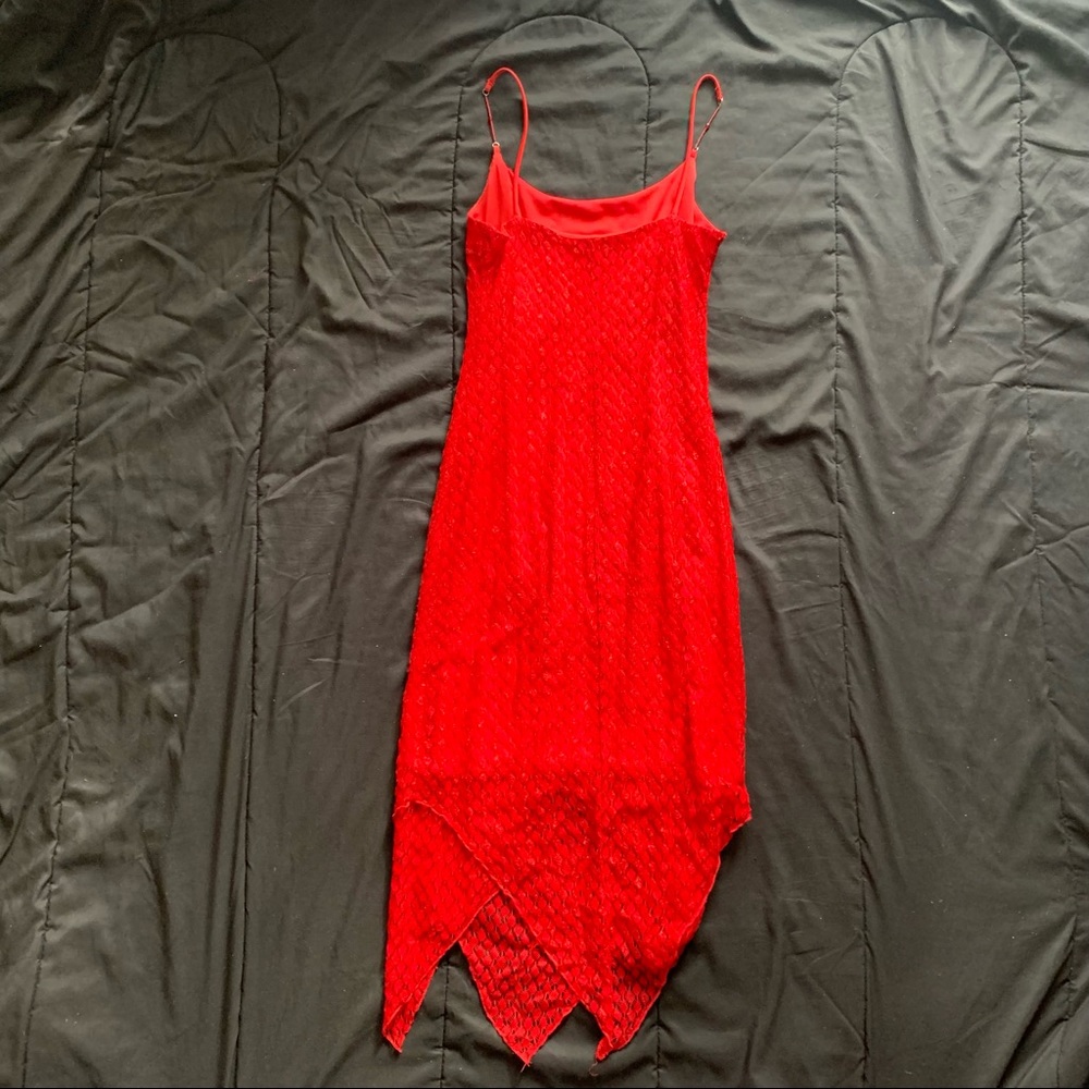 Spaghetti Strap - Knee Length Semi-Formal Red Dress - Picture 5 of 9